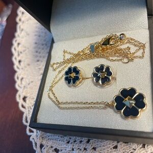 Kate Spade Elegant Gold and Black Necklace & Earrings